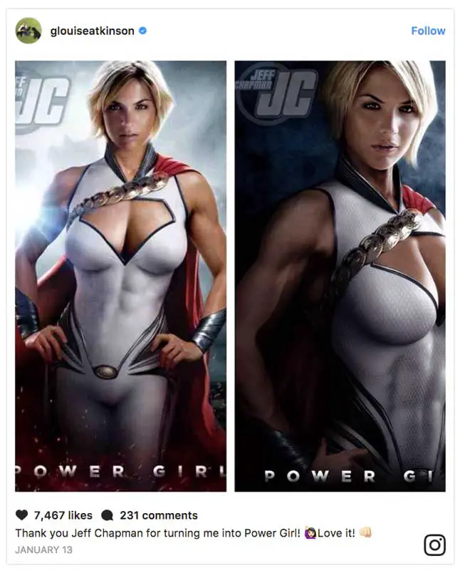 Gemma Atkinson Cleavage Power Girl Superhero Official Instagram Post