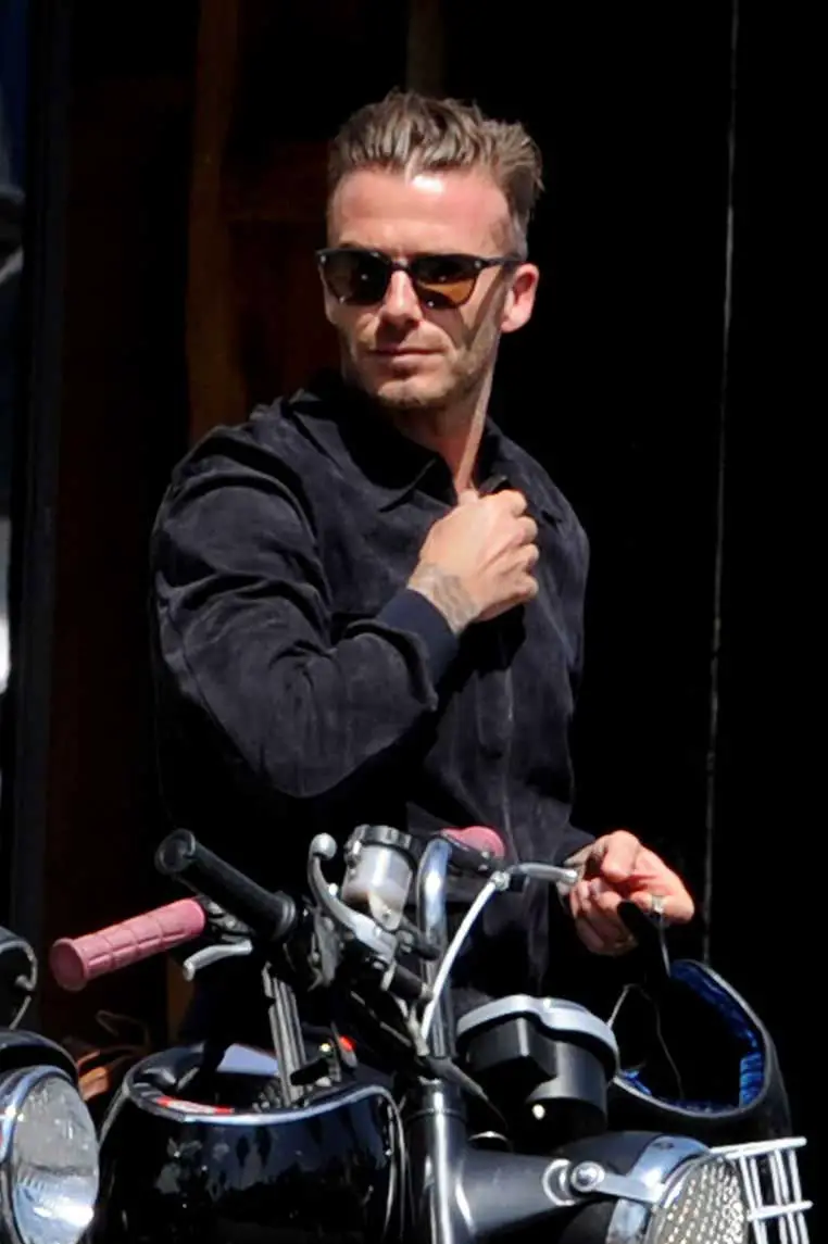 Helmet Hair! Even Becks managed to look cool with his hair styled back even though he'd been wearing a helmet © Atlantic Images