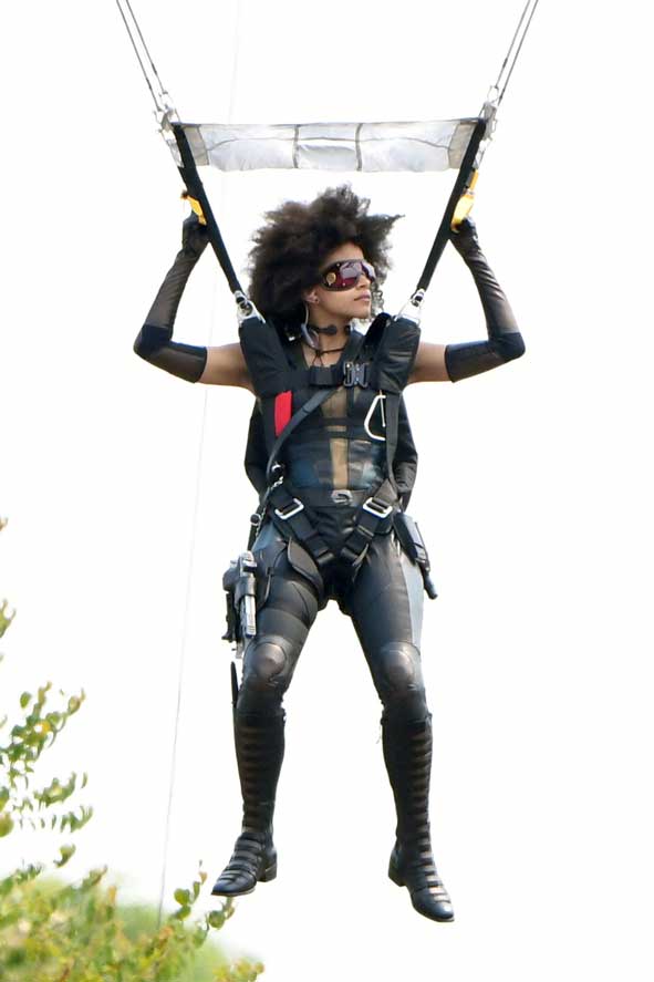 Deadpool 2 Filming Domino Zazie Beetz Parachute