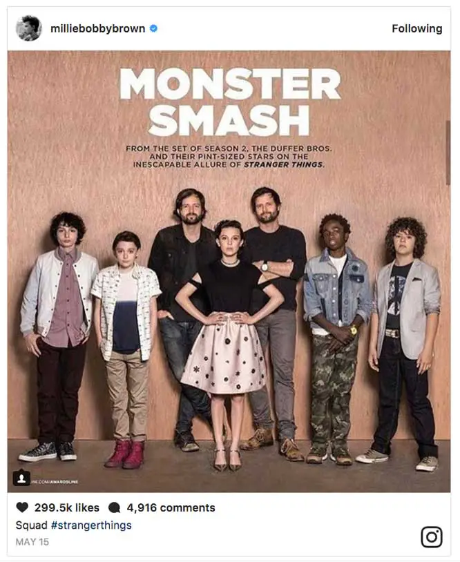 Millie Bobby Brown Instagram Monster Smash Post Stranger Things 2