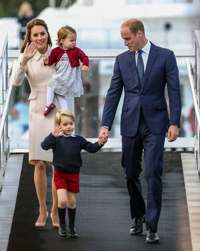 Prince William Kate Middleton Prince George Princess Charlotte Family Photo Catherine Walker Dress Leaving Canada