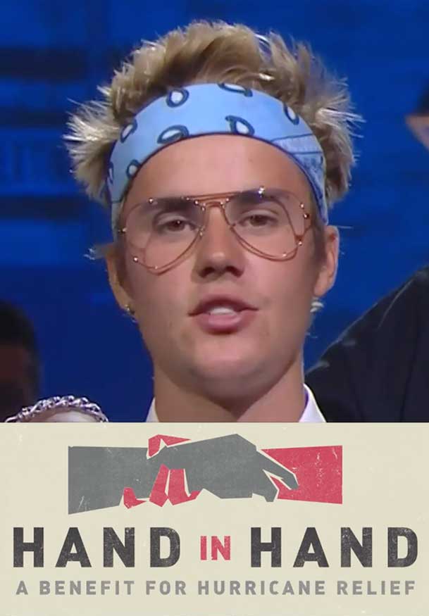 Justin Bieber Hand in Hand Hurricane Relief Donate Bandana glasses