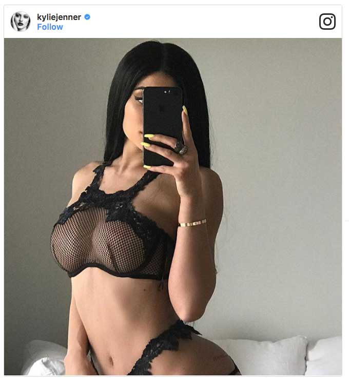 Kylie Jenner Body Lingerie See Through Bra Instagram Post