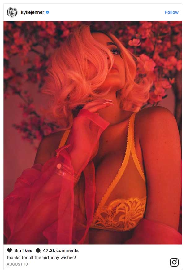 Kylie Jenner Yellow Bra See Through Underwear Instagram Post