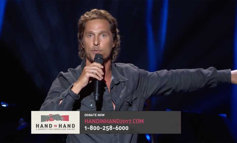 Matthew McConaughey Hand in Hand Hurricane Relief Donate