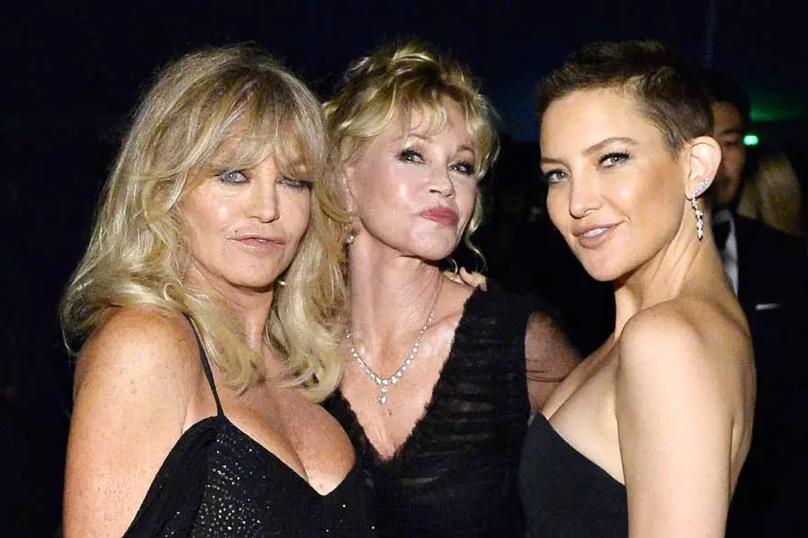 Kate Hudson buzz cut David Koma Dress APM Monaco Earrings John Hardy Jewelry Moms Melanie Griffith Goldie Hawn