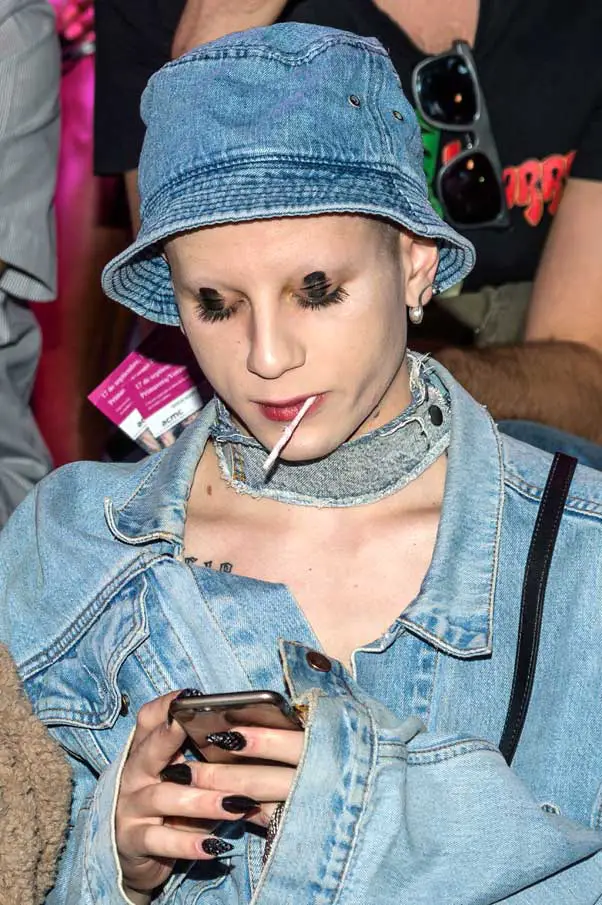 Eye see you! This all denim look turned heads at Mercedes Benz Fashion Week Madrid - Photo Courtesy of Image.net / Atlantic Images