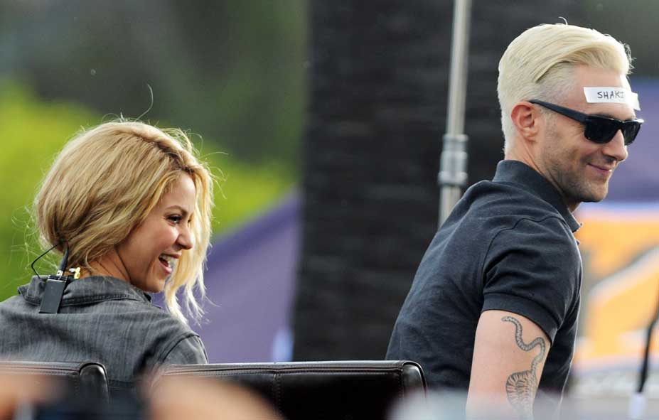 How about 'Shakira'? Adam Levine was pictured on 'Extra' with Shakira with her name ‘Shakira’ taped to his head