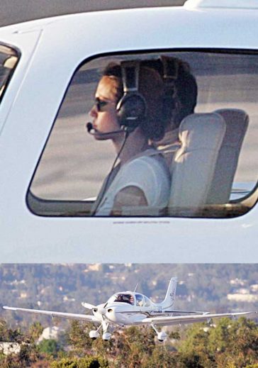 Angelina Jolie Flying Fixed-Wing Plane Santa Monica Airport Los Angeles