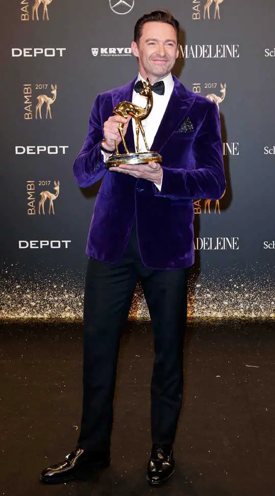 Hugh Jackman Purple suit Bambi Awards 2017 Berlin Germany Isa Foltin Getty Images