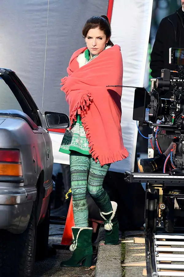 Anna Kendrick Keeps Warm on Set of Disney Movie Nicole © Atlantic Images