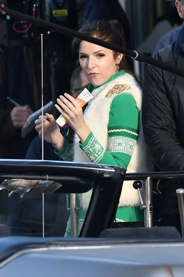 Anna Kendrick Keeps Warm on Set of Disney Movie Nicole © Atlantic Images