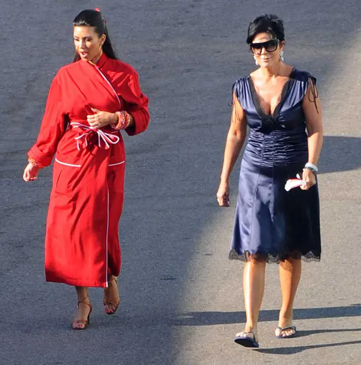 Kris has it right! Kim wore a dressing gown while mom Kris Jenner opted for a normal outfit!