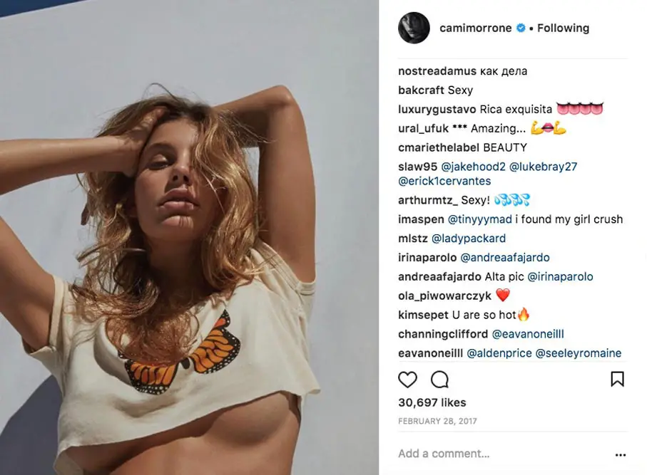 ¡Ay, caramba! Camila Morrone posted this revealing braless pic of herself on her official instagram page