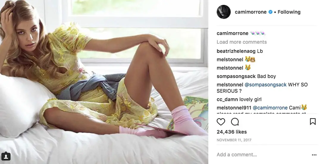 Camila Morrone posted this suggestive picture of herself on her Instagram page wearing a yellow dress - Photo courtesy of @camimorroe / Instagram