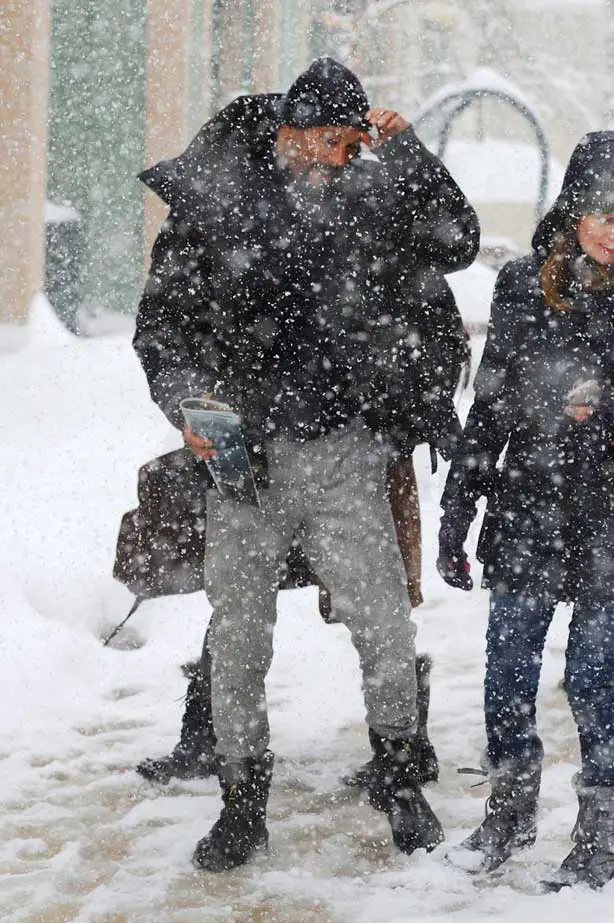 Common stepped out in an epic snowstorm that hit the Sundance Film festival © Atlantic Images