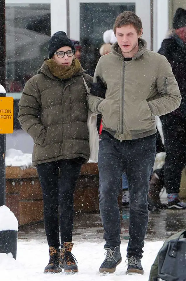 Evan Peters and Emma Roberts took a romantic winter stroll in Park City, Utah