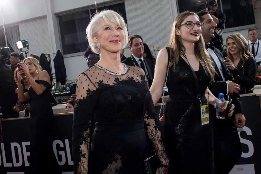 Helen Mirren looked flawless in her black sheer dress as she made her way down the red carpet to the ceremony at the 2018 Golden Globes in Beverly Hills © HFPA