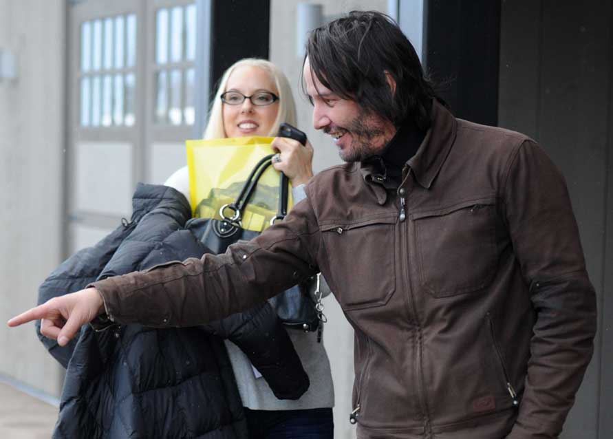 Keanu Reeves was pictured joking around pointing to a fan at the Sundance Film Festival in Park City, Utah © Atlantic Images