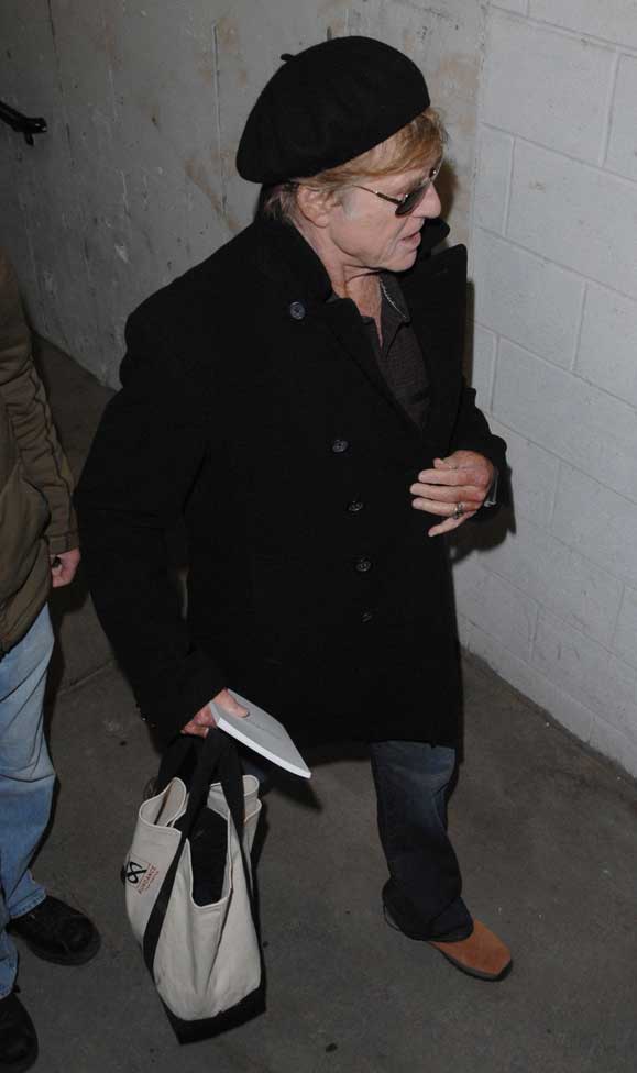 Ooh La La...Robert Redford steps out in a black beret as he was spotted in Park City, Utah