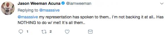 Wee Man Tweet regarding Elf-Man lawsuit