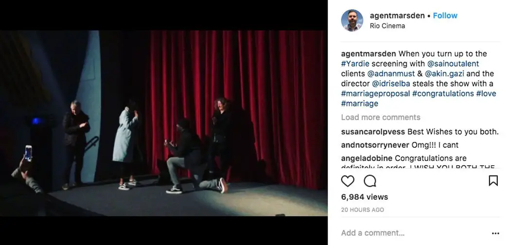 Idris Elba Proposes To Sabrina Dhowre at the Rio Cinema in London for the Yardie Screening