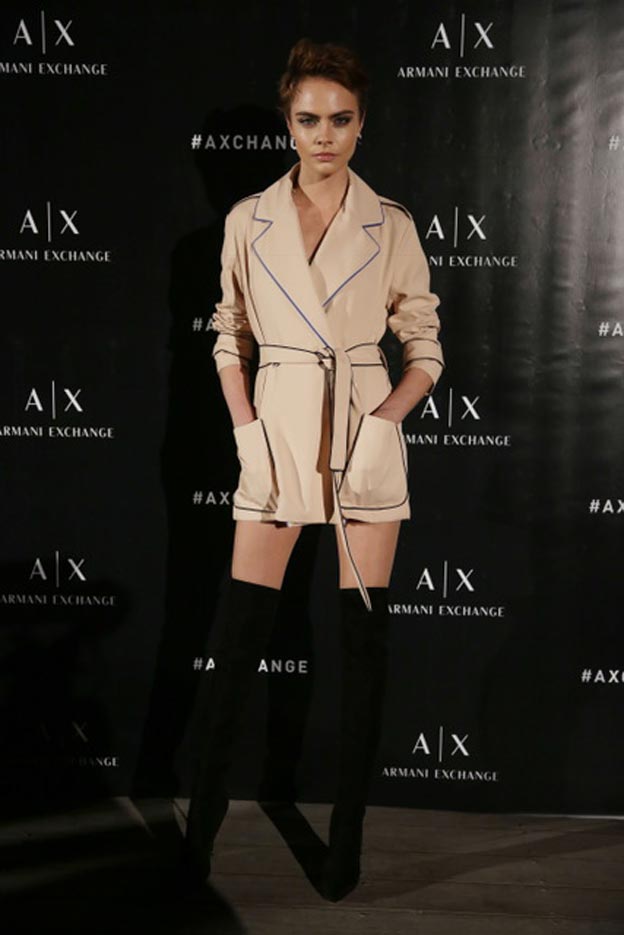 Cara Delevingne Jacket Knee High Boots Armani Exchange Jacket Miami South Beach