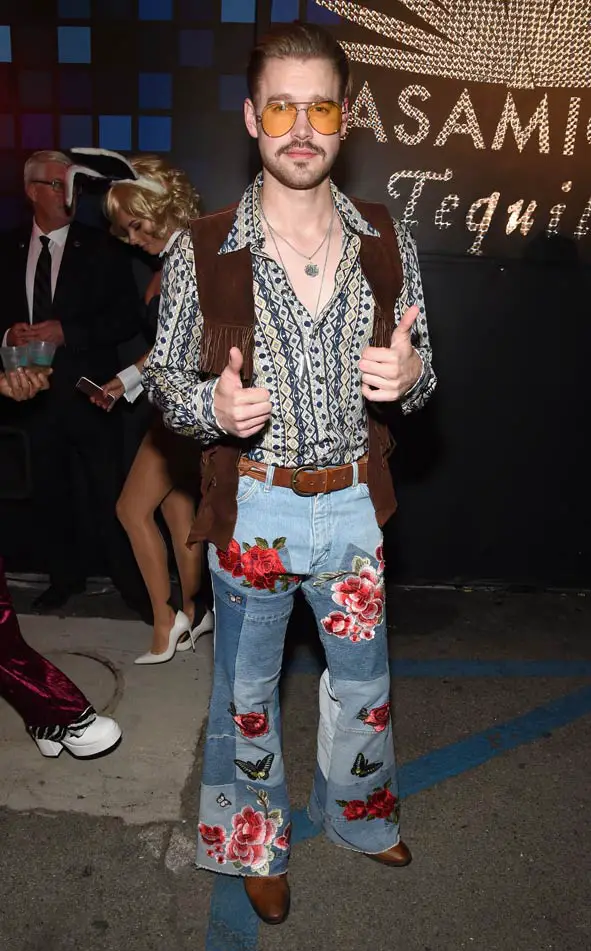 Chord Overstreet stepped out at George Clooney's Casamigos Tquila Halloween party in an amazing 70's costume - Photos courtesy of Image.net / Michael Kovac / Getty Images for Casamigos Tequila