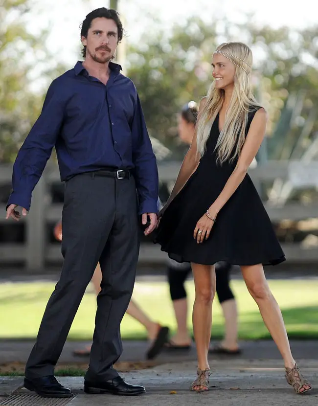 A smart looking Christian Bale and a stunning Isabel Lucas shot scenes for the highly anticipated Terrance Malick film 'Knight of Cups' in Santa Monica