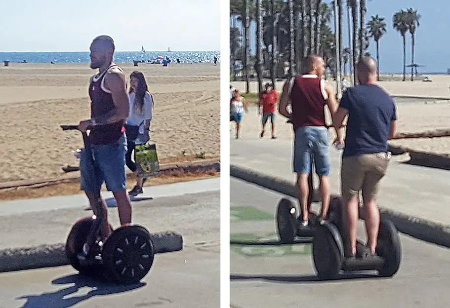 Out of his way! Irish superstar Conor McGregor spotted cruising around Santa Monica on a Segway © Atlantic Images