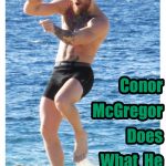 Conor McGregor trains topless on Venice Beach showing off his muscles and tattoos © Atlantic Images