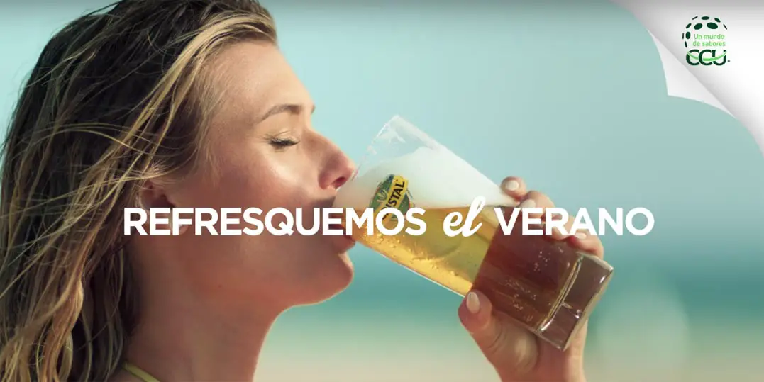 Fancy a cold one? Samantha Hoopes drank a Cristal beer as she shot a commercial for the Chilean beer!