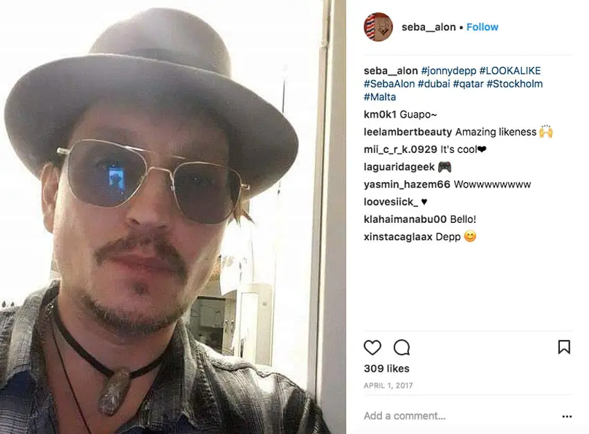 Seba Alon is a a Swedish/Chilean musician, actor & hairdresser and looks just like Johnny Depp! - Photo courtesy of @seba__alon / Instagram