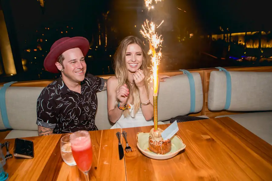 Audrina Patridge was given a surprise birthday cake with a huge sparkler on top! - Photos courtesy of Cabo Pictures