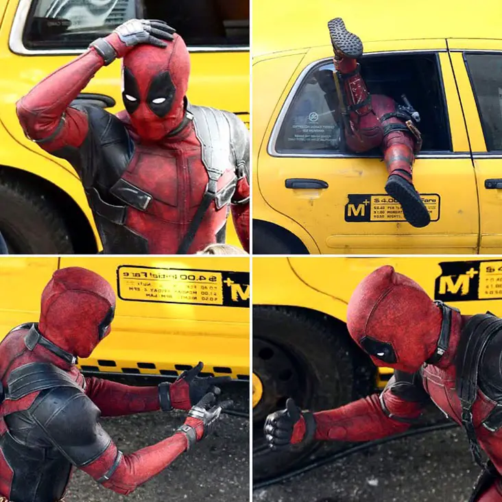 Deadpool Deleted Scenes - This taxi scene looked to be cut from the final edit of Deadpool 2 where he jumps through a taxi window!