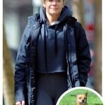 LeAnn Rimes had her hair tied up walking her rescue dog Eveie in Vancouver, Canada © Atlantic Images