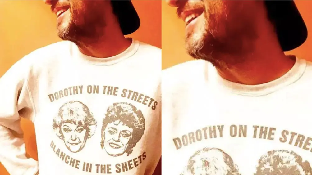 Is this Harry? This cheeky Instagram post showed a man with a ginger beard with a comedy Golden Girls sweater stating 'Dorothy On The Streets, Blanche In The Streets' - Photo courtesy of @meghanmarkle / Instagram