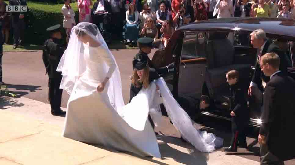 Meghan Markle looked every part the Princess wearing a Clare Waight Keller for Givenchy wedding dress - Images courtesy of © BBC
