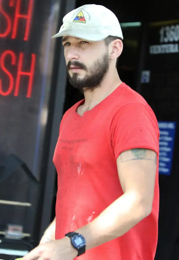 Celebrities That Hate Fame - Shia LaBeouf pictured in Los Angeles showing off his built up physique and arm tattoo