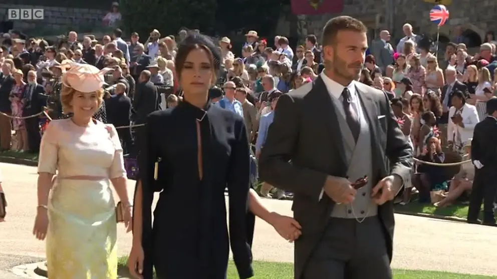 Victoria Beckham and David Beckham were in attendance at Meghan and Prince Harry's wedding in Windsor - Images courtesy of © BBC