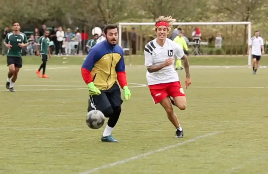 Justin Bieber Soccer match wearing Nike boots cleats in Los Angeles