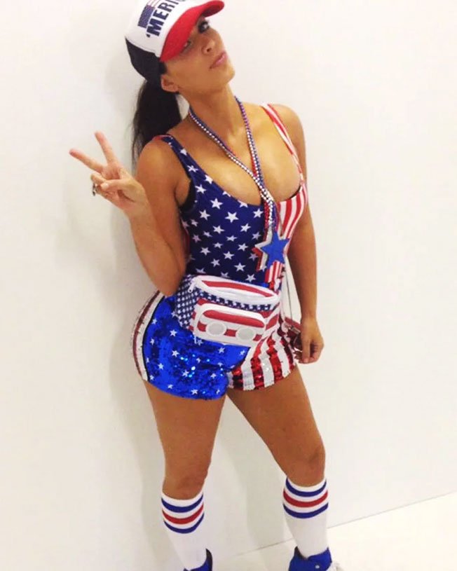 Kim Kardashian wore a Stars and Stripes Swimsuit and full USA flag outfit t...