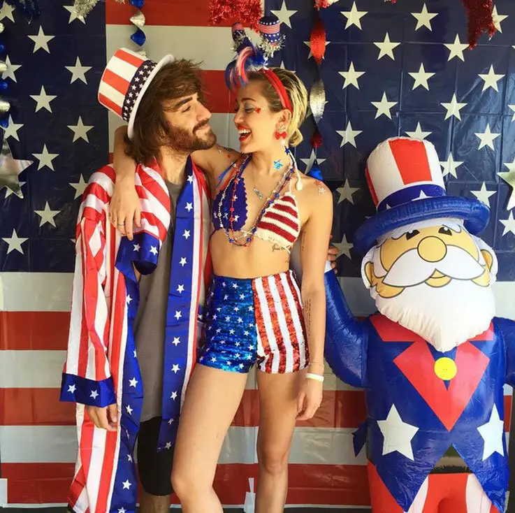Miley Cyrus fashioned a Stars and Stripes Bikini top with her friend and assistant Cheyne Thomas - Photo courtesy of Miley Cyrus / Instagram