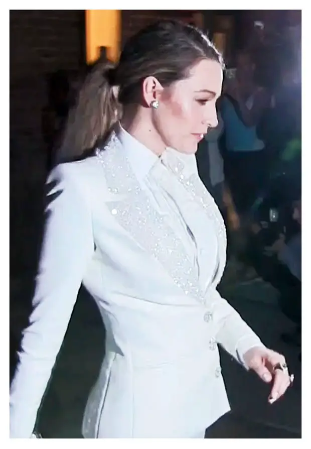 Blake Lively Wears a stunning Ralph and Russo silk suit in NYC © The Mega Agency