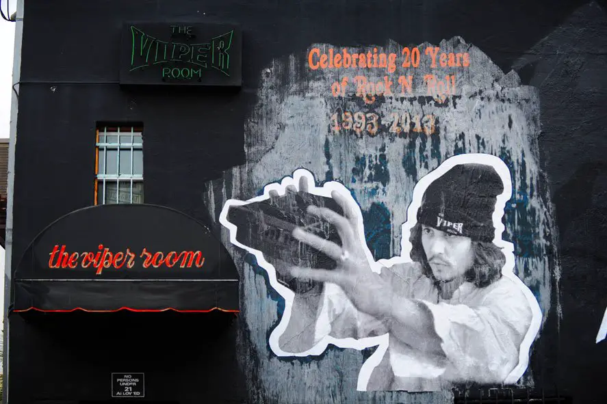 The Viper Room "Celebrating 20 years of Rock N Roll 1993 - 2013" with a picture of former owner Johnny Depp