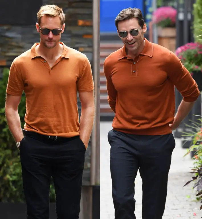 Looks like Alexander Skarsgard and Hugh Jackman have the same stylist as they are pictured on the same day at TIFF 2018