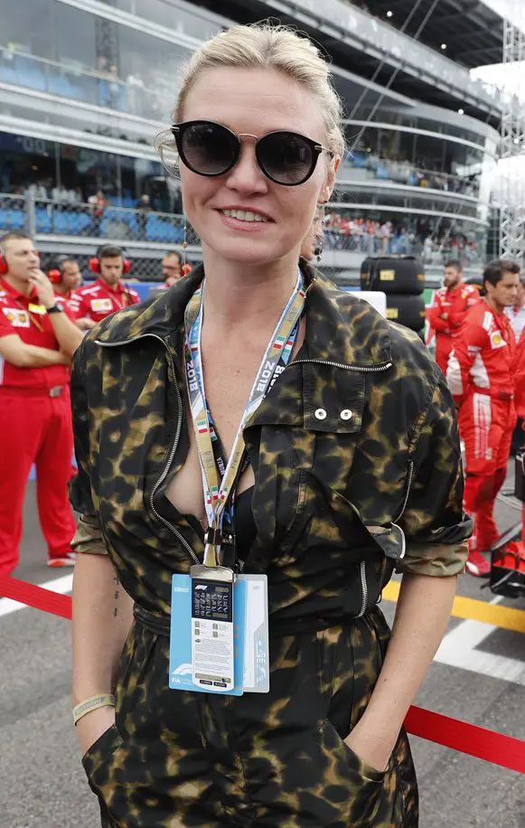 Julia Stiles was certainly stylish in her Ally Leopard Camouflage Jumpsuit by Stella McCartney - Pictures courtesy of Steven Lee / LAT Images