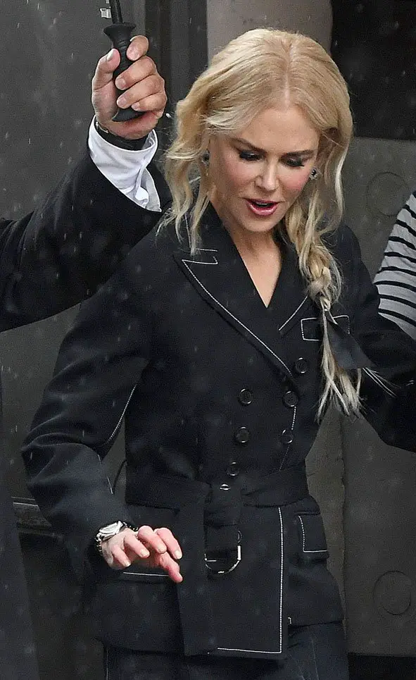Easy does it! Nicole Kidman carefully made her way down some slippery steps at the Toronto Film Festival