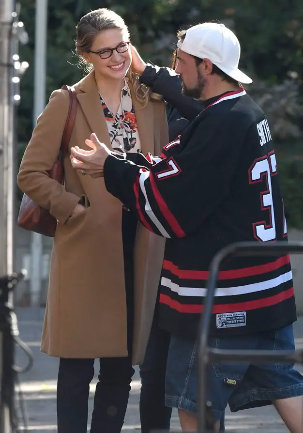 Melissa Benoist looked to enjoy having Kevin smith back on set of Supergirl Season 4 © Atlantic Images