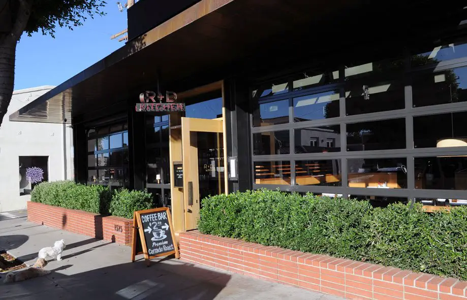 The popular R+D Kitchen at 1323 Montana Ave in Santa Monica, Los Angeles, California